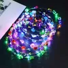 Colorful Christmas Party Glowing Wreath Halloween Crown Flower Headband Women Girls LED Light Up Hair Wreath Hairband Garlands