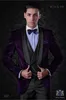 Bonito Velvete Groomsmen Shawl Lapel Noivo TuxeDos Homens Ternos Casamento / Prom / Jantar Melhor homem Blazer (Jacket + Calças + Tie + Vest) 109