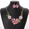 3 Set Europa en Amerika Mode Sweet Temperament Emaille Bloemen met Crystal Kettingen Oorbellen Sets MS Sieraden Gift