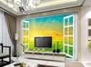 White window wilderness sunrise view 3D background wall wallpaper for walls 3 d for living room