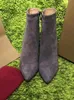 Hot Sale- Suede Leather Women Redbottom Stiletto Boots Lady High Heels Luxury Designer Blue,Grey,Black,Red,Brown