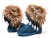Sıcak Satış-Ücretsiz nakliye 2015 sonbahar ve kış kar çizme Tüyler tilki kürkü düz dipli pamuk dolgulu kısa ayakkabı kış çizme