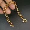 18k Gold Filled Belcher Bolt Ring Link Mens Womens Solid Bracelet Jewllery in 18-24cm Length(8mm)