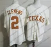 Jam Custom Texas Longhorns College Baseball White Orange Cream Any Nummer Namn #2 Kody Clemens 51 Jake McKenzie NCAA 2018 CWS Jersey S-4XL