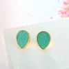 American European Fashion Womens Simple Vergulde Waterdrop Druy Earring 15mm Handgemaakte Druzy Trendy Sieraden Hars Stone Stud Earring