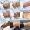 4 st/ set Open Armband Set Classic Arrow Knot Round Crystal Multilayer Justerbara Women Fashion Party Jewelry Flera stilar