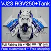 Lichaam + tank wit blauw heet voor Suzuki VJ21 RGV250 88 94 95 96 97 98 309HM.15 RGV-250 VJ23 VJ 22 RGV 250 1988 1994 1995 1996 1997 1998 Kuip