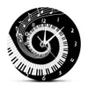 ピアノの鍵黒と白の壁掛け時計現代の音楽ノート波の丸い音楽キーボードの壁時計恋人のピアニストギフト
