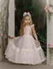 Angel 2020 Flower Girls Dresses For Wedding Light Pink Lace Kids Formal Wear Backless Floor Length Girl's Pegeant Dress