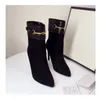 La venta caliente-lujo de las nuevas mujeres del tobillo botas de tacón de 10 cm Caballero Moda 100% piel de oveja Suede zapatos de cuero tamaño 35-40