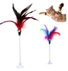 Cat Toys Metal Wire Spring Feather Color Cat Toy With Bell Pet toy Sucker Rods Stick Pet Interactive Toys