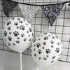 Svart hund tassar ballonnen latex boll nakna fotavtryck prick tryckt tjockna luftballonger födelsedagsfest dekorationer levererar barn leksak