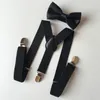 Barn PU Läder Suspender Boys Girls Elastic Suspender + Bows Tie 2pcs Sets 2019 Nya Mode Kids Gentleman Belt Tillbehör Y2595