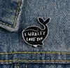 Cartoon Whale Enamel Pins Quote I Whaley Love You Odznaki Broszki Dla Dziewczyny Ubrania Kapelusz Torba Lapel Pins Miłość Miłość Biżuteria Kobiety Prezent GD172