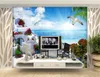 3d Wallpaper Living Room Greece Aegean Sea Beautiful Sea View 3D Indoor TV Background Wall Decoration Mural Wallpaper