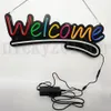Super Bright Welcome Sign LED Neon Light Strip Auto Flashing Multi Color Hanging Bussiness Shop Bar Club Front Window Display 12V Power Supply