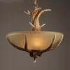 Candelabro de cristal chifre para europa país retro resina cervo chifre lâmpada lustre sala de estar lampadari para decoração de casa luz LED