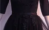 Elegant Tea Length Mother of the Bride Dress Half Sleeves Tulle with Floral Applique Black/Dark Navy/Burgundy Mother's Gowns