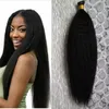 Kinky Straight Pre-Bonded I Tip Extensions de cheveux humains Remy 100% vrais cheveux grossiers à la kératine yaki I Tip 1 g / s 100 mèches / paquet