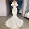 Ny Ankomst Real Image Bröllopsklänning 2020 Mermaid Sweetheart Off Shoulder Lace Appliqued Pärlor Bröllop Bröllopsklänningar Skräddarsy