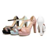 Plus size 32 33 to 40 41 42 43 44 45 46 bridal wedding shoes white high heel designer shoes pink blue black