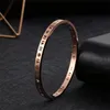 Roman numer alphabet titanium steel bracelet European American creative luxury designer bangle Gold Silver ROSE Gold bracelets 4mm 6mm