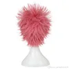 ショートアニメコスプレウィッグピンク色の合成かつら 2 つのポニーテール仮装パーティー用の頭のかつら