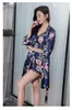 2020 Dames Pyjama Sets Slaap Comfort Satijnen Nachtkleding Kant Zijde 5 Stuks Camisole + Robe + Broek Pyjama Femme Home Pak