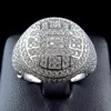 YOBEST Hip Hop Round Rings Men's Silver Color Iced Out Cubic Zircon Jewelry Ring Gifts