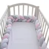 Baby Crib Bumper Knotted Braided Plush Nursery Cradle Decor Newborn Gift Pillow Cushion Junior Bed Sleep Bumper (2 Meters, Whi