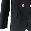 High Quality New Designer Women Leather Blazers Lion Head Button Double Breasted Suit Jacket Female Slim Office Business Blazer Coat A289