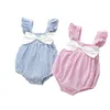 Summer Striped Baby Girls Clothes Sleeveless Cotton Boy and Girls Bodysuit with Bow Kids Clothing Free Shippment