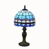 Simple European light blue Mediterranean creative Tiffany stained glass living room bedroom bedside table lamp TF002