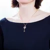 Groothandel - luxe ontwerper rose vergulde koperen diamant schattige mooie gelukkige blad sleutel hanger ketting voor vrouwen