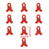 10 pçs / lote HIV Jóias Esmalte Red Ribbon Broche Pins Sobrevivendo Câncer de Sobrevivência Esperança Esperança Botões de Lapela Botons