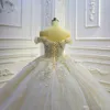 2020 Gorgeous Ball Gown Wedding Dresses 3D Floral Appliqued Sequins Beaded Sweep Train Custom Made Weeding Gown Bridal Dress