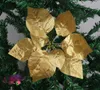 20 CM Artificielle Rouge Fleur De Noël Poinsettia Têtes De Fleurs Nouvel An Maison Fête Décor Fournitures De Noël Pendentif Goutte Ornement