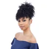 Variety Ponytails Curly Puff Drawstring Ponytail Short Afro Kinky Curly Ponytail 8 inches 2Clips in Elastic Updo Human Hair Chignon Bun 120g