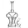 24cm height The inner square Perc Glass Water Bongs Hookahs Smoking Pipe With 14mm banger Recycler Oil Rigs Beaker