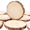 Tranches de bois naturel 40 pièces 3.5-4.0 pouces cercles ronds disques d'écorce d'arbre inachevé pour artisanat ornements de noël bricolage Arts Ru1