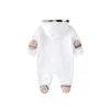 Retail newborn baby plaid Hooded rompers romper cotton long sleeve one-piece onesies bodysuit jumpsuits Children boutique clothing