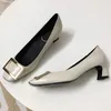 Hot Sale-Women High Heel Shoes European Designer Chunky Skor Bekväma Skor Ladies Lyxpumpar