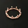 Różowy iskrzasty pierścień korony wysokiej jakości róża pozłacane kobiety pierścionki z oryginalnym pudełkiem dla Pandora Sterling Silver Ring Set