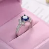 10 PCS Luckyshine Novo 925 Anel de Prata Moda Casamento Azul Anel de Cristal Crystal Rinestone Anel Atacado