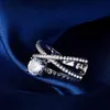 REAL 925 Sterling Silver Ring CZ Diamond Pierścienie z logo i oryginalne pudełko Fit Pandora Styl Wedding Ring Biżuteria dla kobiet