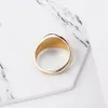 Ring Fashion Black Enamel Polished Signet Seal Biker Finger Ring For Women Men Jewelry