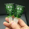 Fabricación de pipas de vidrio para fumar Bongs soplados a mano Green Sponge Baby Bubble Head