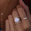 Onregelmatigheid Natuurlijke stenen Rings Moonstone Joint Ring for Women Fashion Wedding Fine Jewelry Maxi Statement