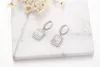 Lady's Solid 925 Sterling Silver Earrings Square Sätt ihop SONA Diamondörhängen Lyxiga bröllopsmycken för kvinnor