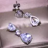 Klassisk droppe örhänge lyxsmycken 925 Sterling Silver White Topaz Popular Cz Diamond Women Wedding Party Bridal Dingle Earring271b